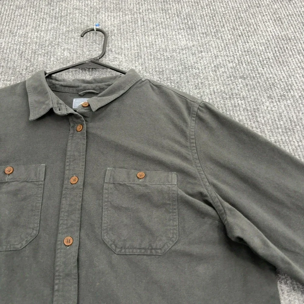 LL Bean Shirt Mens XL Gray Cotton Long Sleeve Button Up Outdoor Casual Style